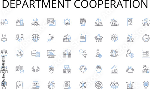 Department cooperation line icons collection. Bonding, Community, Unity, Companionship, Association, Friendship, Alliance vector and linear illustration. Collaboration,Fraternity,Solidarity outline