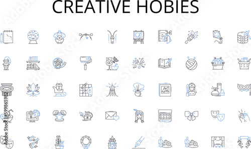 Creative hobies line icons collection. Discounts, Offers, Promos, Savings, Bargains, Packages, Coupons vector and linear illustration. Deals,Sales,Markdowns outline signs set photo