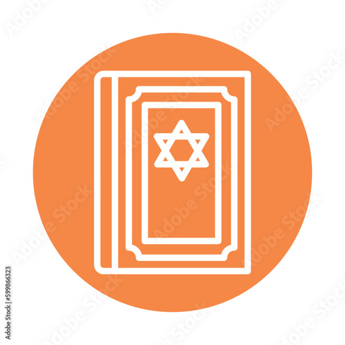 Jewish thor book line color icon. Isolated vector element.