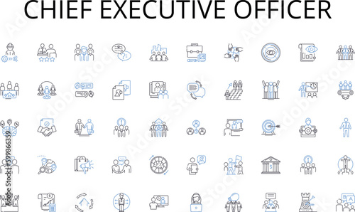 Chief Executive Officer line icons collection. Tutoring, Learning, Guidance, Coaching, Instruction, Education, Training vector and linear illustration. Mentorship,Skill-building,Teaching outline signs