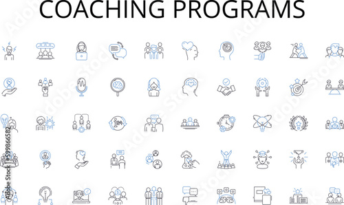 Coaching programs line icons collection. Success, Achievement, Growth, Milest, Innovation, Productivity, Progress vector and linear illustration. Breakthrough,Optimization,Expansion outline signs set photo