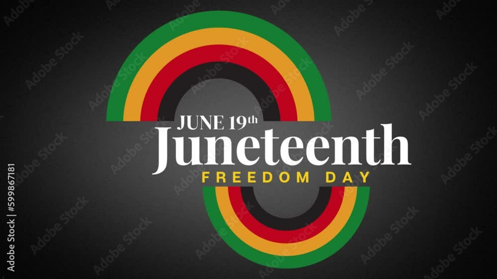 Juneteenth Freedom Day. June 19. Flat holiday text animation Motion graphics 4k footage Juneteenth Freedom Day. June 19. Flat holiday text animation Motion graphics 4k footage