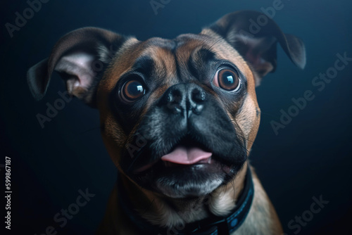 Studio portrait of shocked dog isolated. Generative AI © iridescentstreet