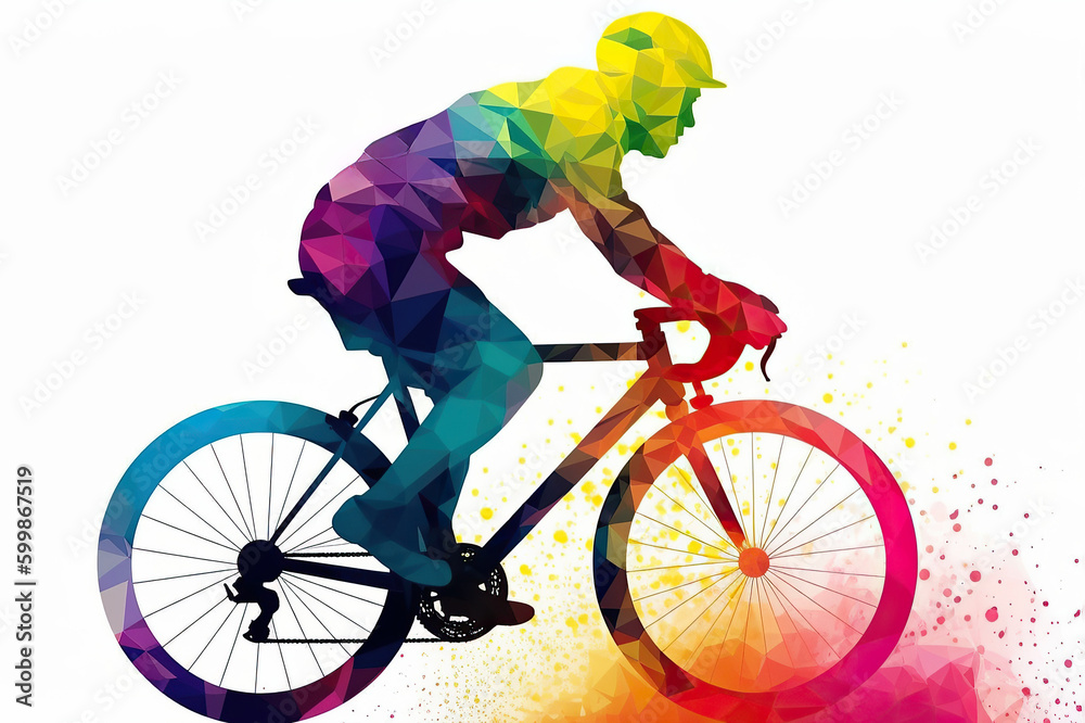 Fototapeta premium Colorful flat illustration of cycling sport event, bicycle race. Generative AI