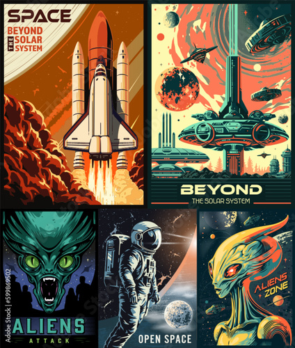 Open space colorful set flyers