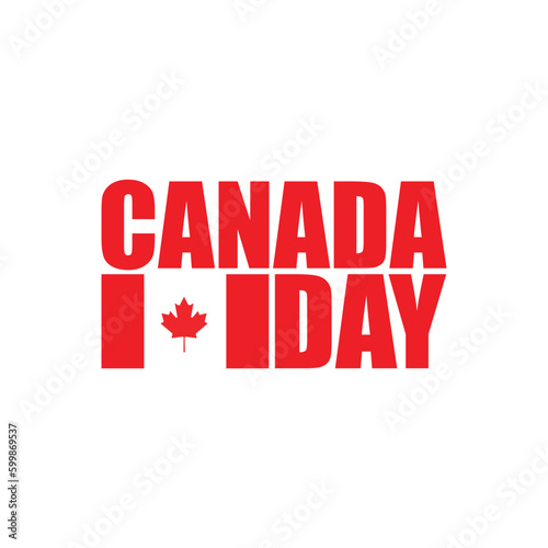 Canada day lettering logo with Canada flag vector illustration