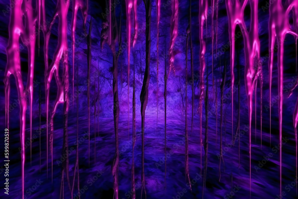 Black horror dark pink purple neon light, rough grunge texture, mystery haunted scary theme wallpaper. AI generative