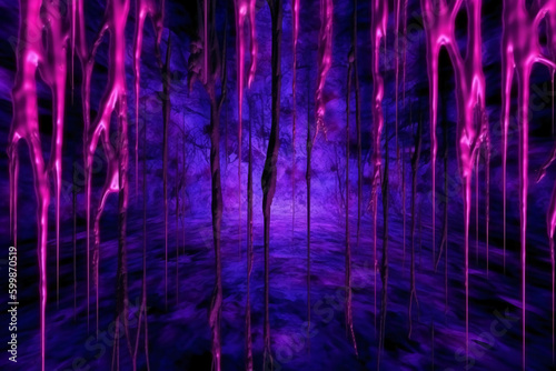 Black horror dark pink purple neon light  rough grunge texture  mystery haunted scary theme wallpaper. AI generative