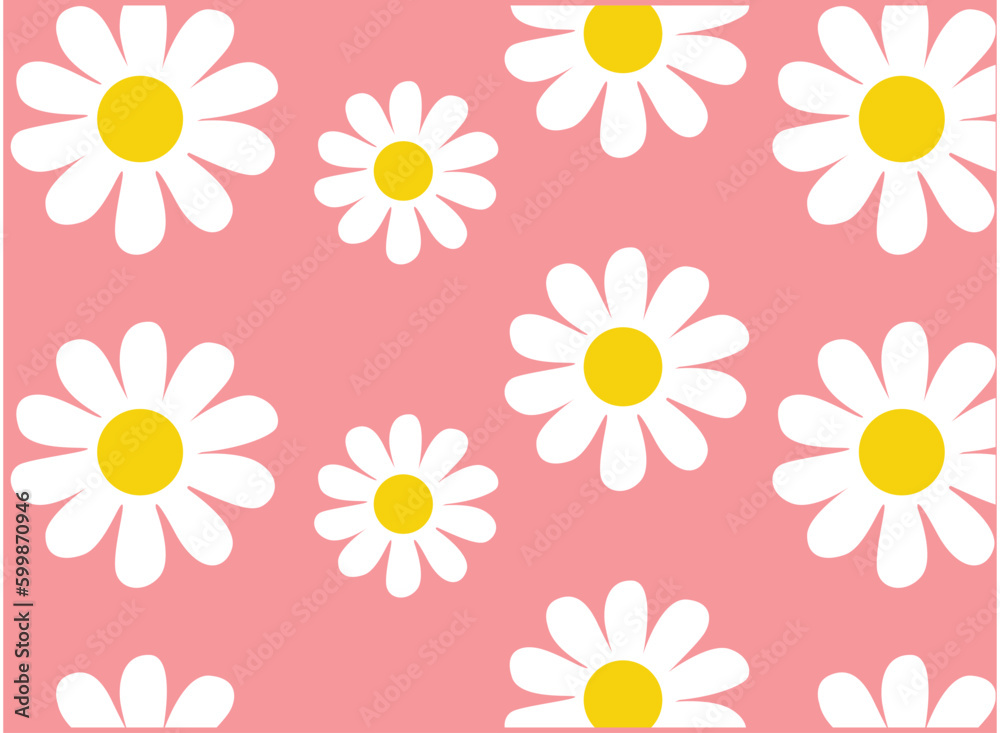 Daisy Seamless Pattern Pink Wallpaper For  Paper Printing Fabric Design