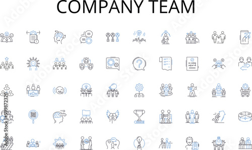 Company team line icons collection. Television, Radio, Internet, Podcast, Streaming, Satellite, Social media vector and linear illustration. Gaming,Vlogging,Telecommunication outline signs set