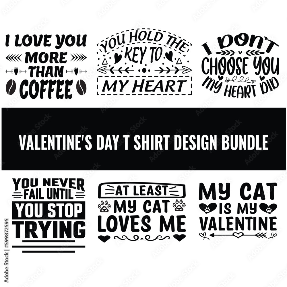 VALENTINE'S DAY typography SVG Bundle T SHIRT DESIGN