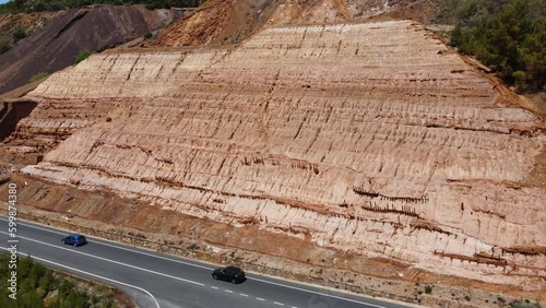 monteponi mine - aerial view of the red mud and the ruins of the old monteponi mine in Iglesias in southern Sardinia
 photo