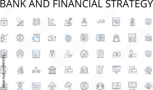 Bank and financial strategy line icons collection. Materials, Design, Analysis, Load, Stability, Support, Construction vector and linear illustration. Deformation,Steel,Concrete outline signs set