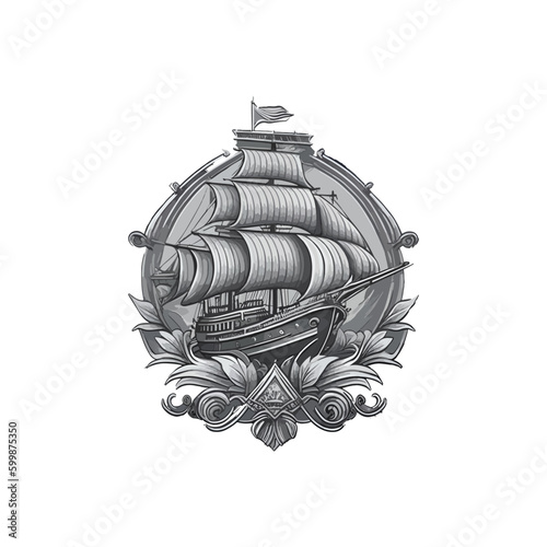 Billede på lærred ship logo design vector template