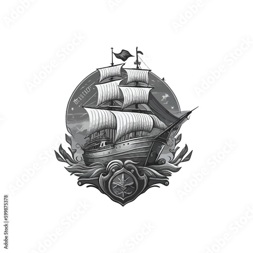 Wallpaper Mural ship logo design vector template
