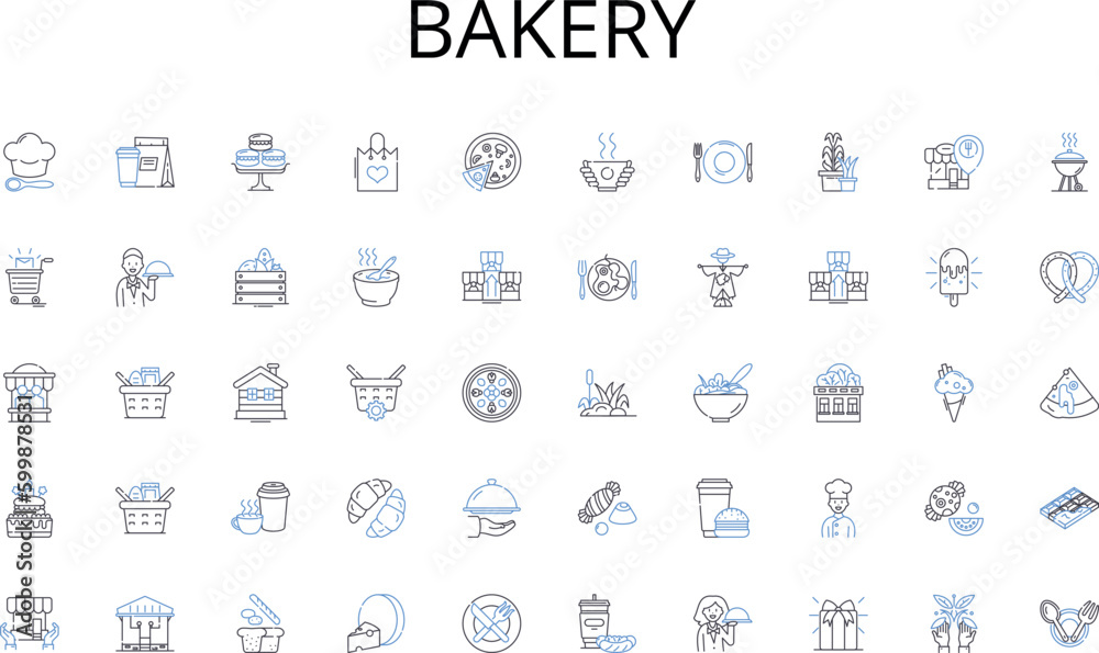Bakery line icons collection. Artisan, Crafts, Creativity, Design, DIY, Entrepreneurial, Family-owned vector and linear illustration. Fashion,Handmade,Homemade outline signs set