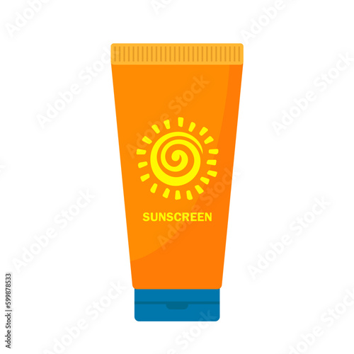 sunscreen tube flat vector illustration logo icon clipart