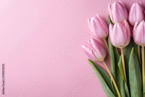 Bouquet of tulips on a purple background