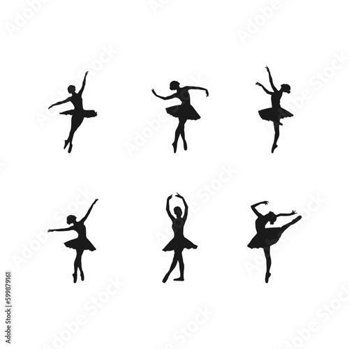 Ballerina silhouette ballet dance poses.Set of silhouettes of ballerinas in dances, movements, positions.set of silhouettes dancing in various poses and positions.isolated on white background.