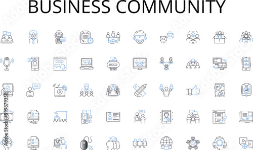 Business community line icons collection. Automation, Connectivity, Integration, Intelligence, Efficiency, Innovation, Adaptability vector and linear illustration. Insight,Personalization