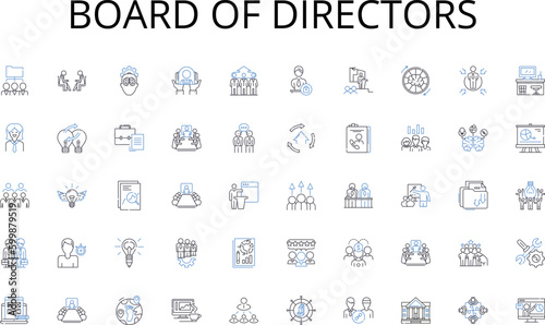 Board of Directors line icons collection. Genesis, Formation, Origin, Beginning, Authorship, Initiation, Conception vector and linear illustration. Inception,Innovation,Procreation outline signs set