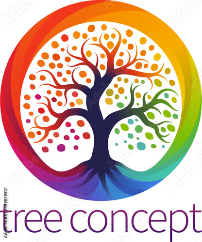 A rainbow tree abstract stylised mutli color concept design icon