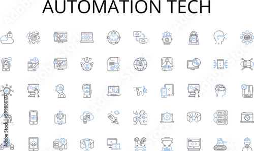 Automation tech line icons collection. Teamwork, Collaboration, Communication, Diversity, Culture, Motivation, Engagement vector and linear illustration. Empowerment,Innovation,Trust outline signs set