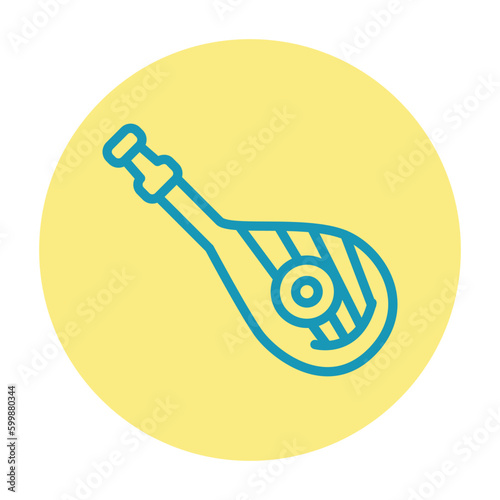 Instrument musical bandura line color icon. Isolated vector element.