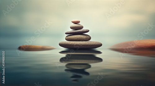 IA illustration of zen stones floating on water
