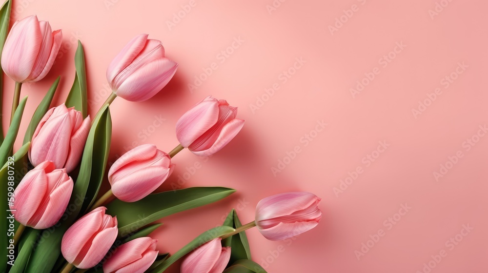 pink tulips on a pink background, Generative AI pink tulips on a pink background, Generative AI