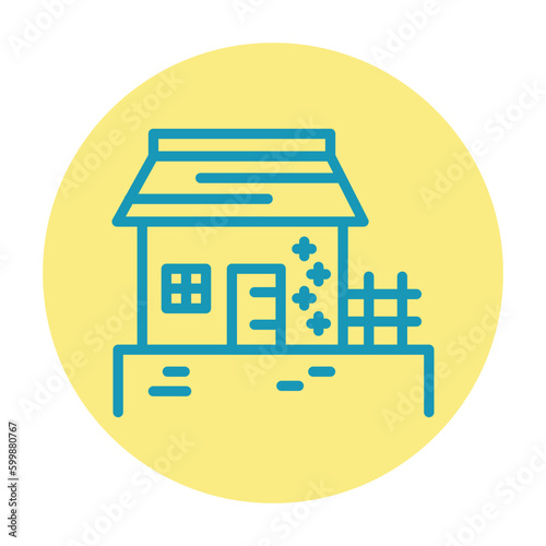 Ukrainian house line color icon. Isolated vector element.