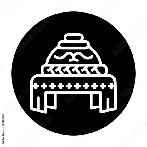 Traditional ukrainian bread Karavay line color icon. Isolated vector element.