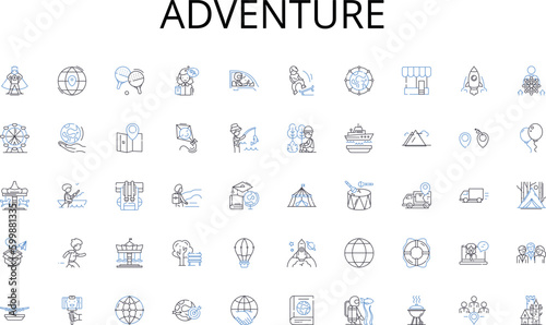 Adventure line icons collection. Joyful, Merry, Festive, Cheerful, Jolly, Glitter, Tinsel vector and linear illustration. Gift-giving,Bright,Sparkling outline signs set