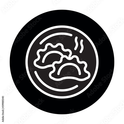 Traditional ukrainian vareniks line color icon. Isolated vector element.
