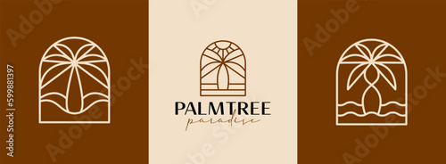 Palm Tree Abstract Summer and Vacation Icon or Logo. Universal creative premium symbol. Vector sign icon logo template. Vector illustration