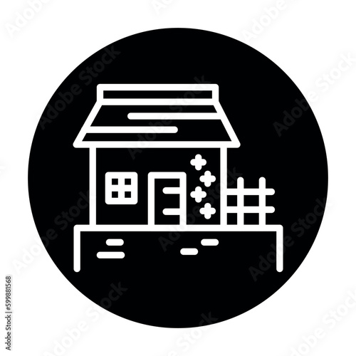 Ukrainian house line color icon. Isolated vector element.