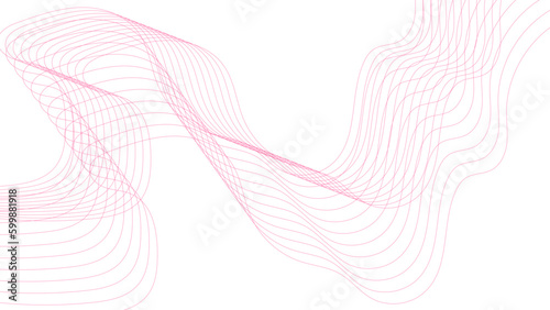 Abstract pink, wave lines on transparent background. Abstract vector pink wave melody lines on white background. 