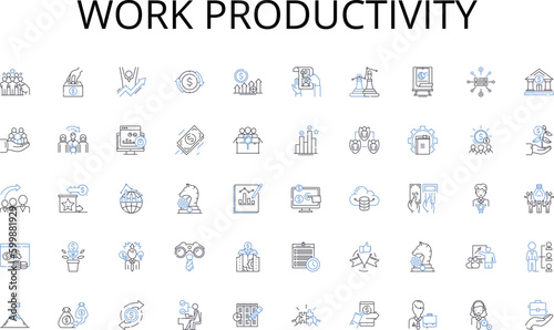 Work productivity line icons collection. Exchange, Swap, Barter, Commerce, Market, Transaction, Commerce vector and linear illustration. Buy,Sell,Import outline signs set
