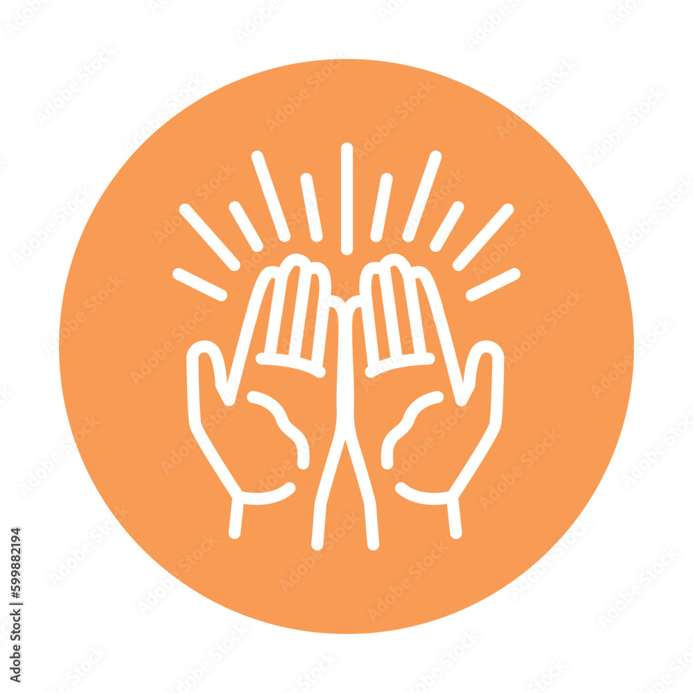 Obraz premium Gesture hands faith in god line color icon. Isolated vector element.