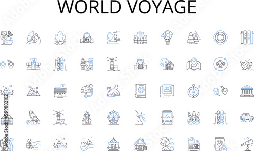 World voyage line icons collection. Queries , Answers , Interrogation , Clarifications , Feedback , Enquiry , Response vector and linear illustration. Investigation ,Explanation ,Feedback outline