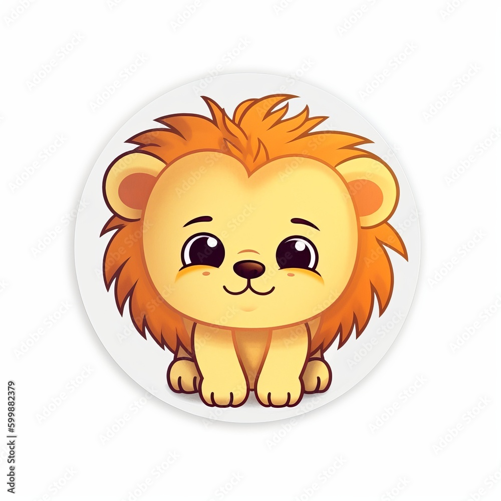A lovable chibi Lion sticker with a white background, radiating warmth and affection in its cute chibi form, cute lion sticker, Generative AI A lovable chibi Lion sticker with a white background, radiating warmth and affection in its cute chibi form, cute lion sticker, Generative AI