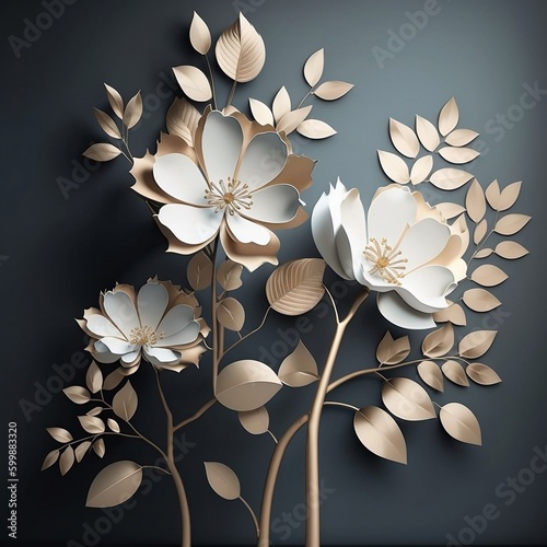 This is a stunning 3D illustration of a bouquet of flowers. Ai Generated.