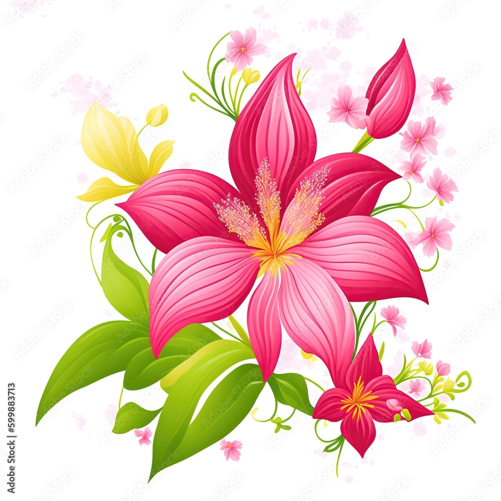 Blossoming pink flower on a white background. Blossoming pink flower on a white background.
