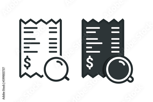 Invoice payment magnify icon. Vector illustration