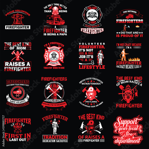 firefighter t shirt design bundle