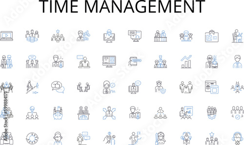 Time management line icons collection. Coaching, Training, Mentoring, Leadership, Learning, Performance, Potential vector and linear illustration. Growth,Succession,Management outline signs set