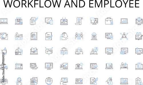 Workflow and employee line icons collection. Insights, Trends, Patterns, Findings, Conclusions, Results, Assessments vector and linear illustration. Evaluations,Observations,Metrics outline signs set