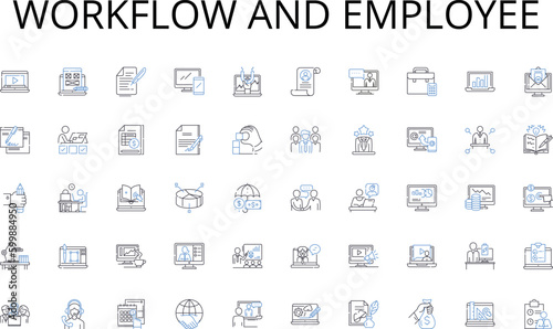 Workflow and employee line icons collection. Insights, Trends, Patterns, Findings, Conclusions, Results, Assessments vector and linear illustration. Evaluations,Observations,Metrics outline signs set