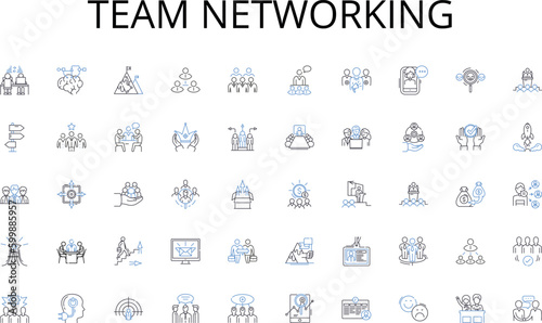 Team networking line icons collection. Speaker, Attendee, Nerking, Workshop, Keynote, Breakout, Panel vector and linear illustration. Presentation,Exhibit,Collaboration outline signs set
