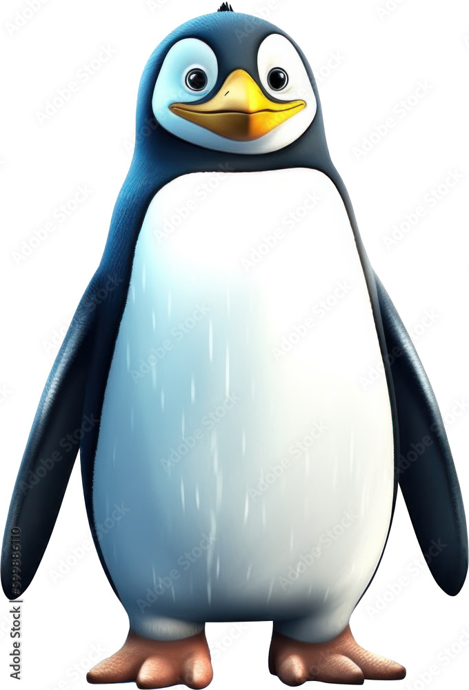 Fototapeta premium Funny penguin character isolated. Generative AI.